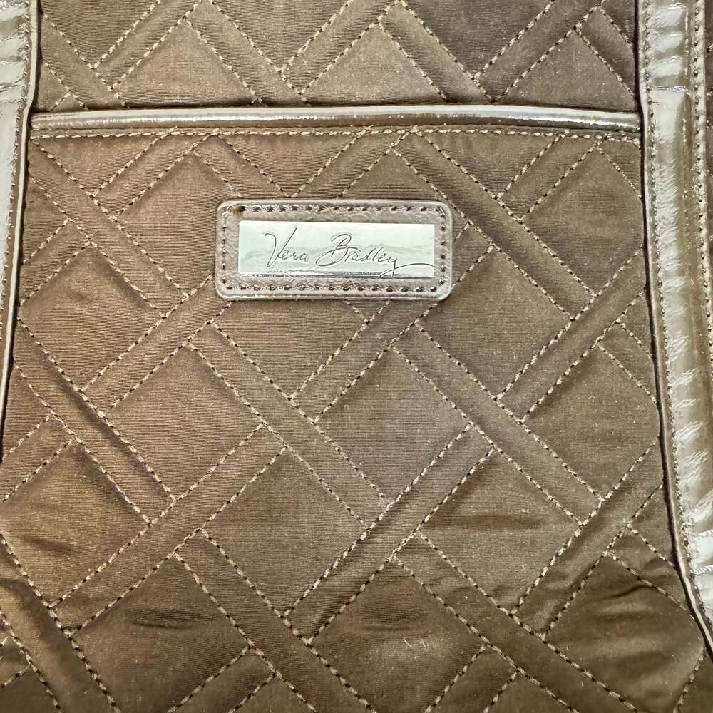Vera Bradley Espresso Brown Quilted Microfiber Tote with Patent Leather Trim - Picture 2 of 8